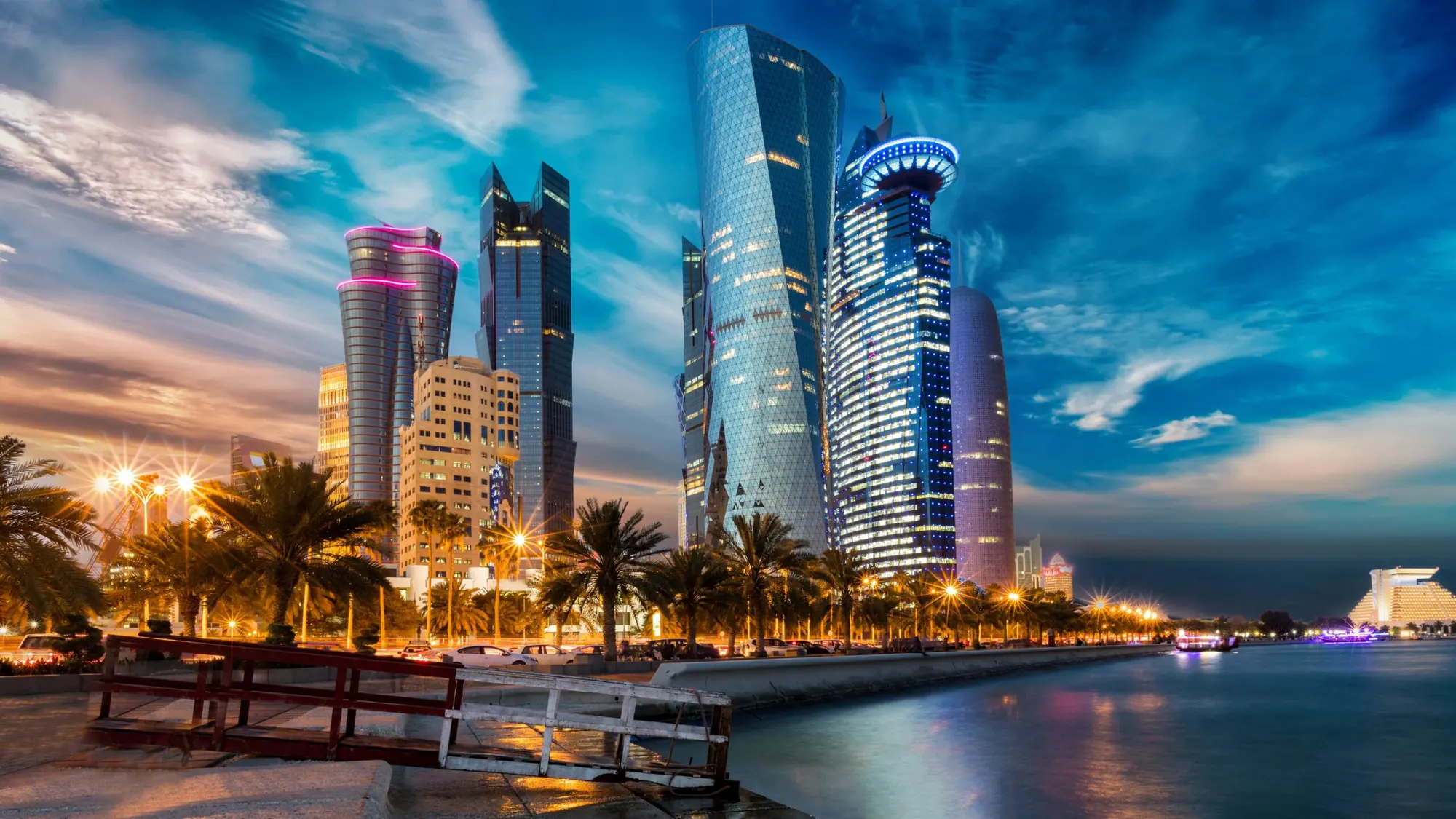 Doha skyline at night